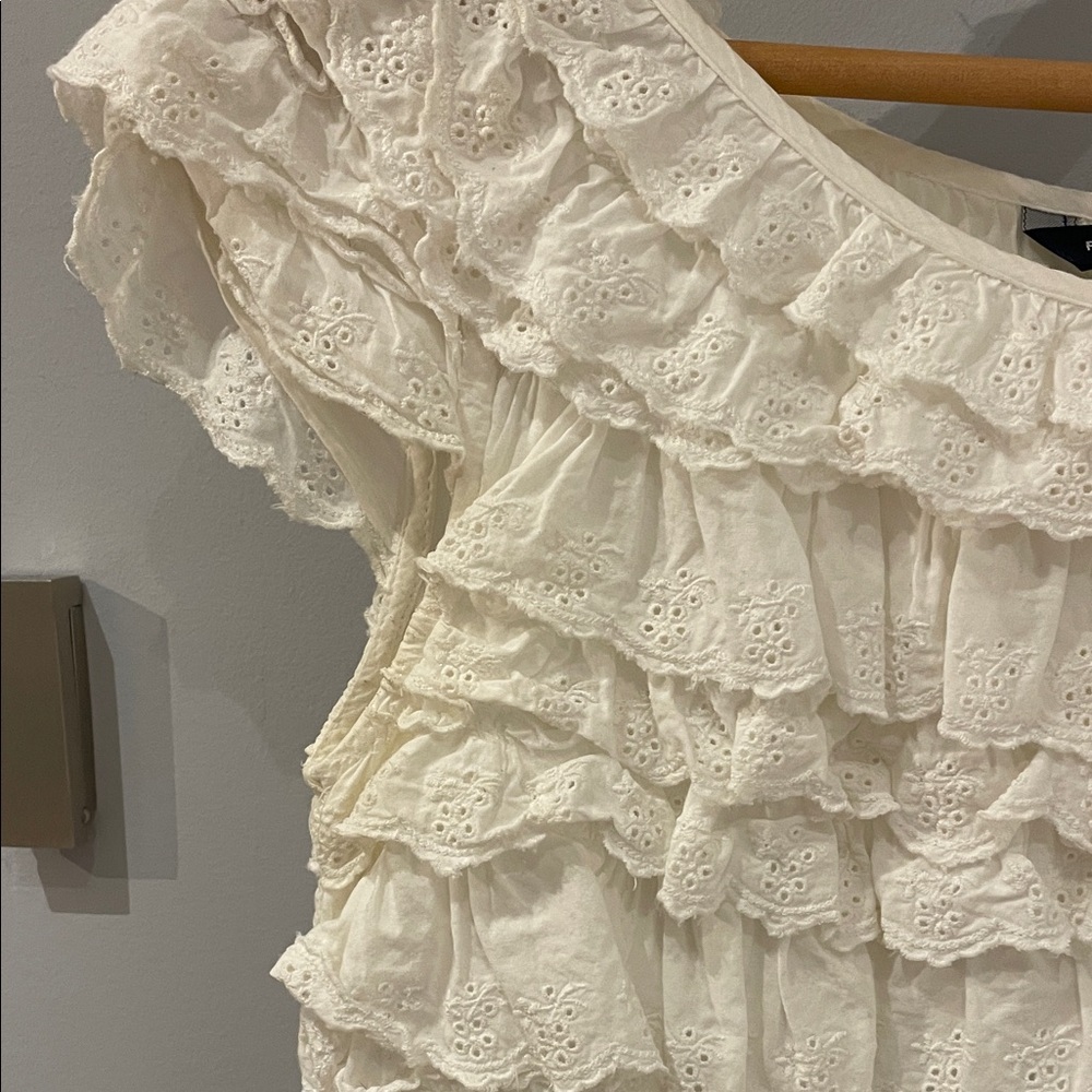 French Connection Cream Ruffle Mini Dress - Picture 4 of 5